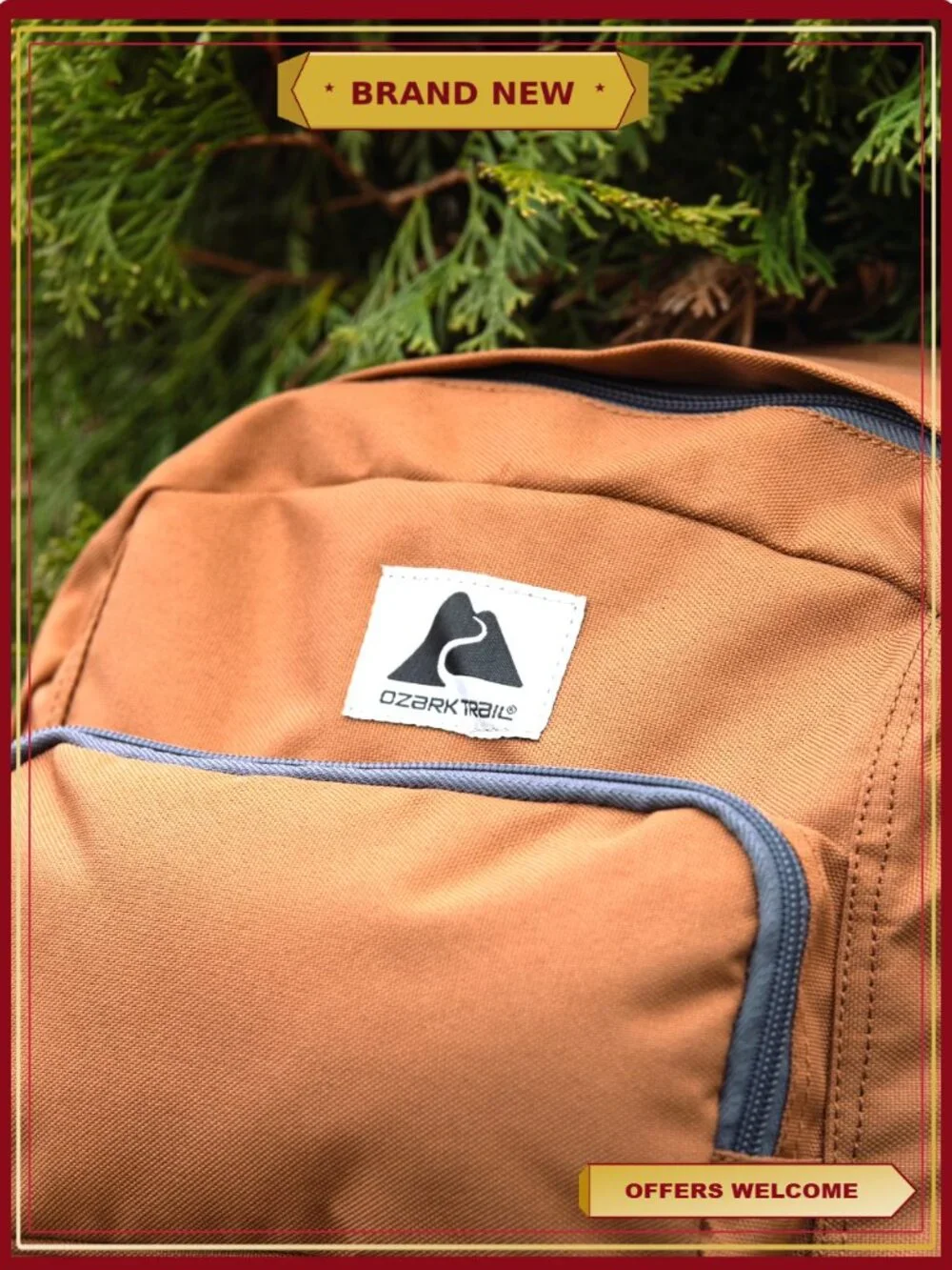 Ozark Trail 25L Hydration Compatible Hiking Backpack, Brown
